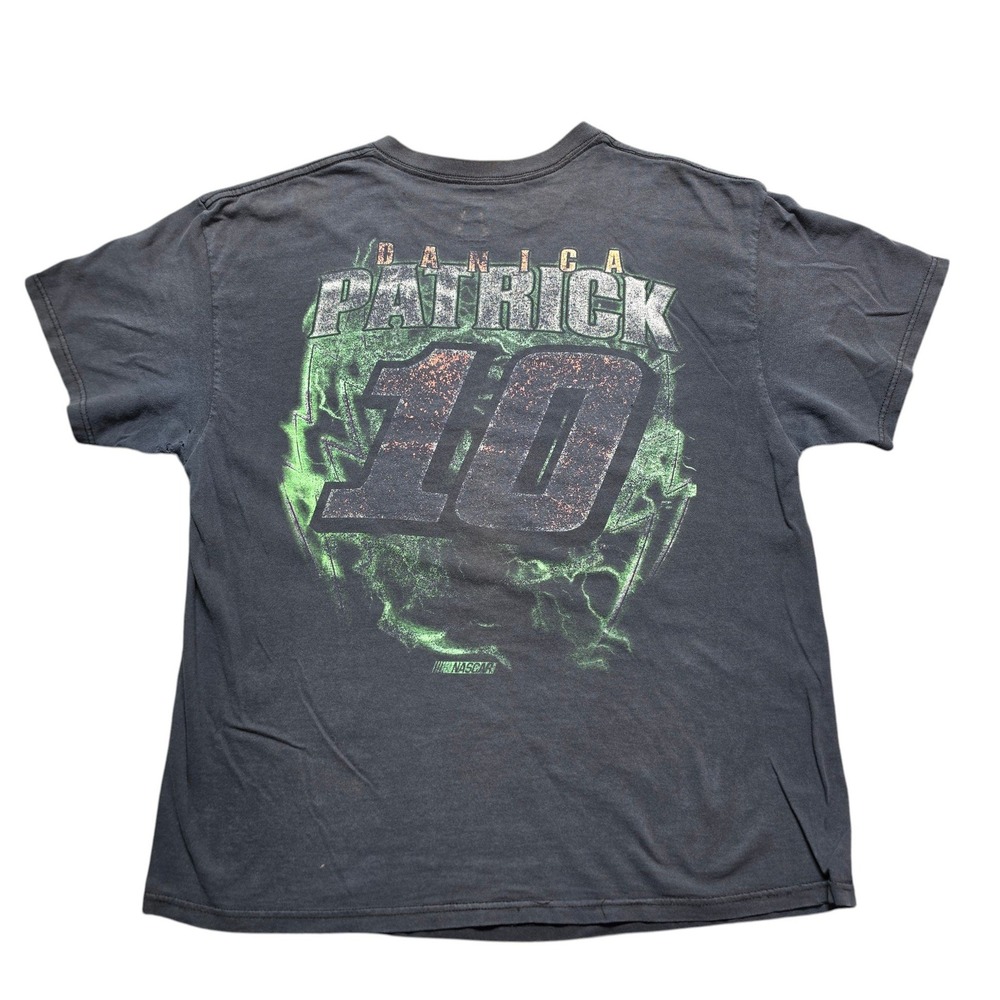 Y2K Thrashed Distressed Graphic T-Shirt Mens XL Black Danica Patrick NASCAR